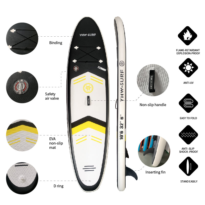 10'6" Inflatable Stand Up Paddle Board Kit（Black）