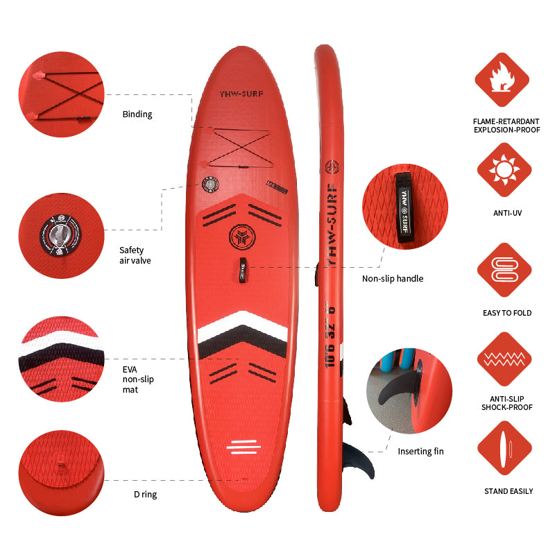 10'6" Inflatable Stand Up Paddle Board Kit（Red）